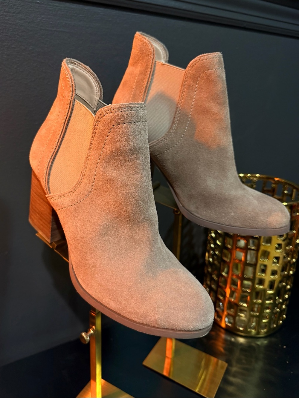 Sole Society Taupe Suede Chelsea Ankle Booties
